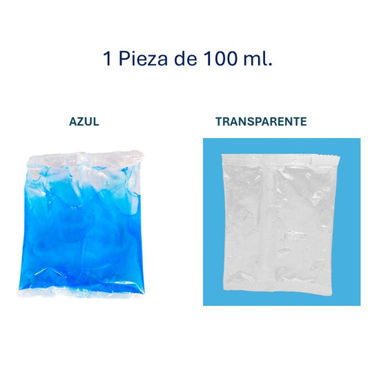 Ice Brick de 100 ml.  en bolsa, 1 pieza azul o transparente